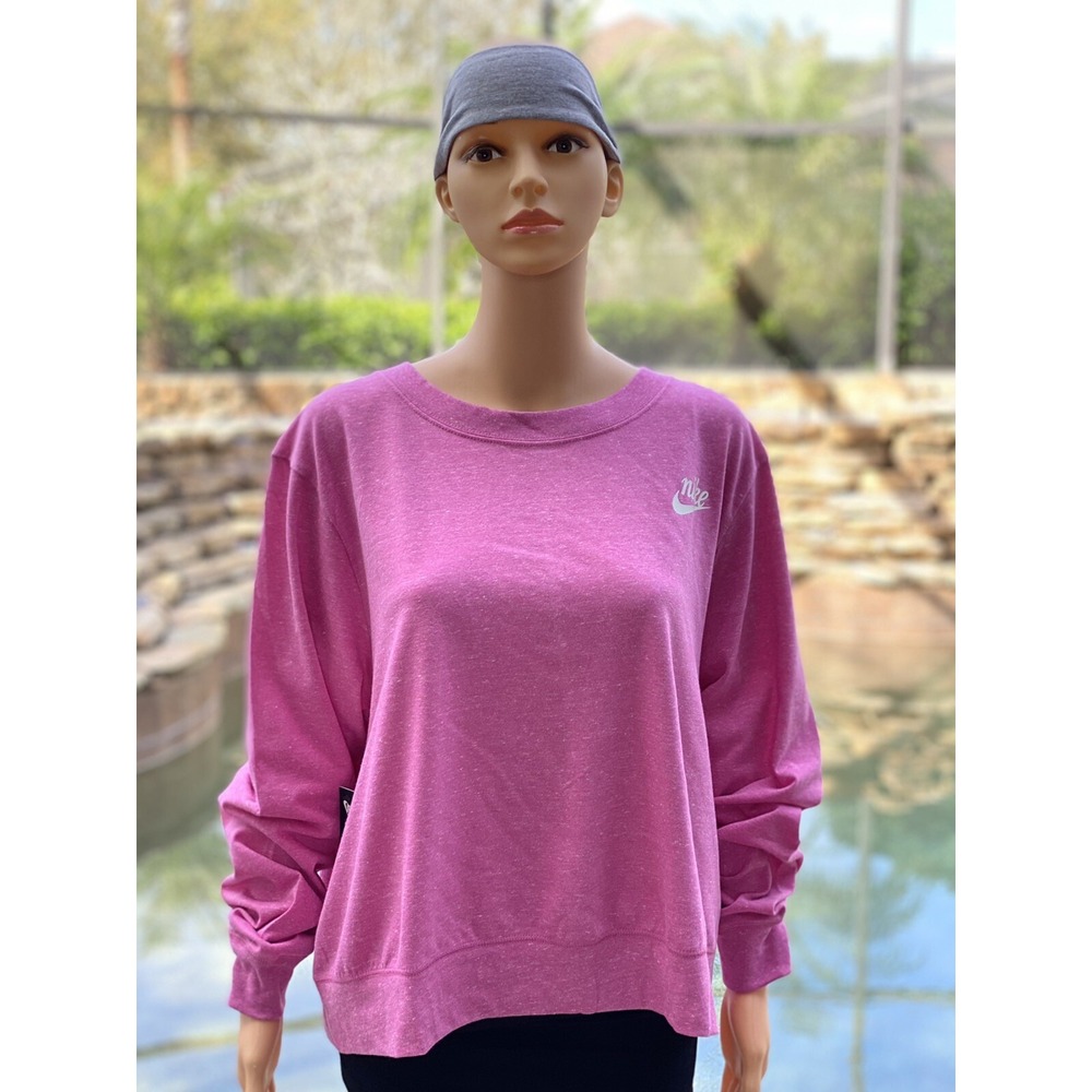 NIKE Plus Size 1X Pink Vintage Sportswear Crew Sweatshirt for Women